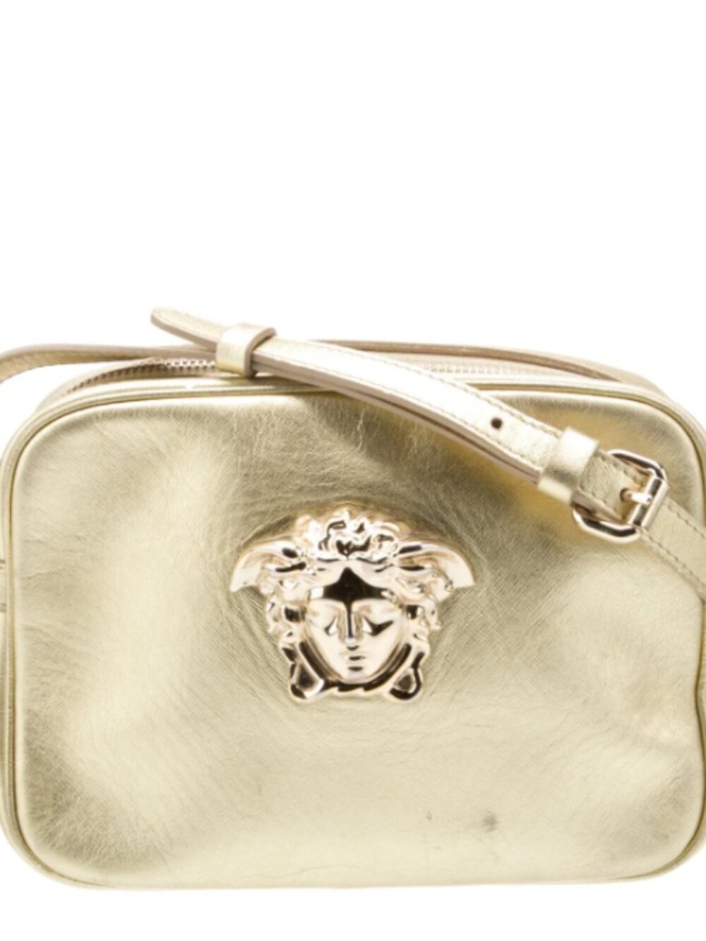 VERSACE Gold Leather Medusa Crossbody Bag